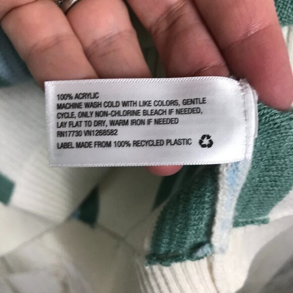 Wild Fable striped sweater puff sleeves v neck oversize cozy tunic length small - Picture 7 of 7